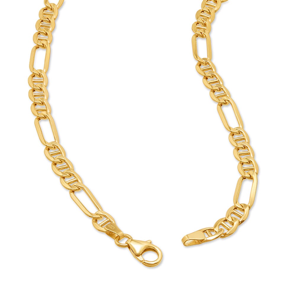 Mariner Figaro Chain Necklace 45cm in 9ct Yellow Gold Necklaces Bevilles 