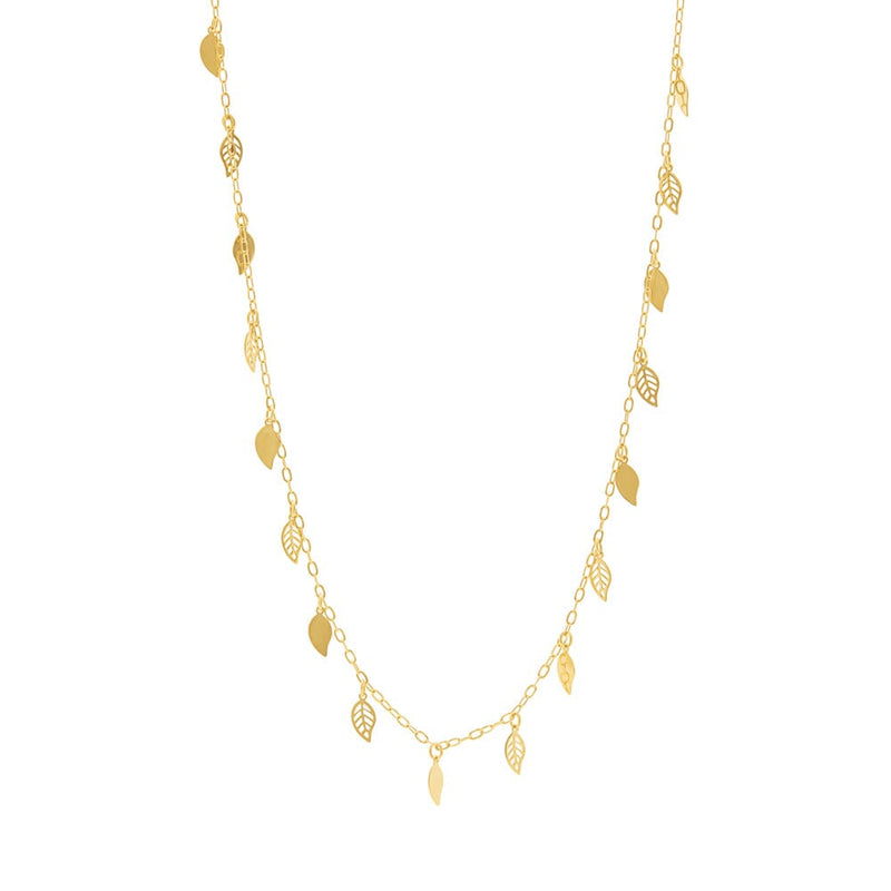 Athena Filigree Leaf Necklace in 9ct Yellow Gold Necklaces Bevilles 