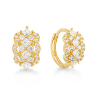 10mm Cluster Hoop Earrings with Cubic Zirconia in 9ct Yellow Gold Earrings Bevilles 