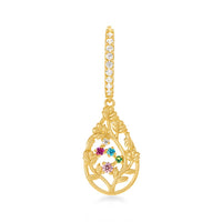 10mm Colourful Drop Hoop Earrings with Cubic Zirconia in 9ct Yellow Gold Earrings Bevilles 