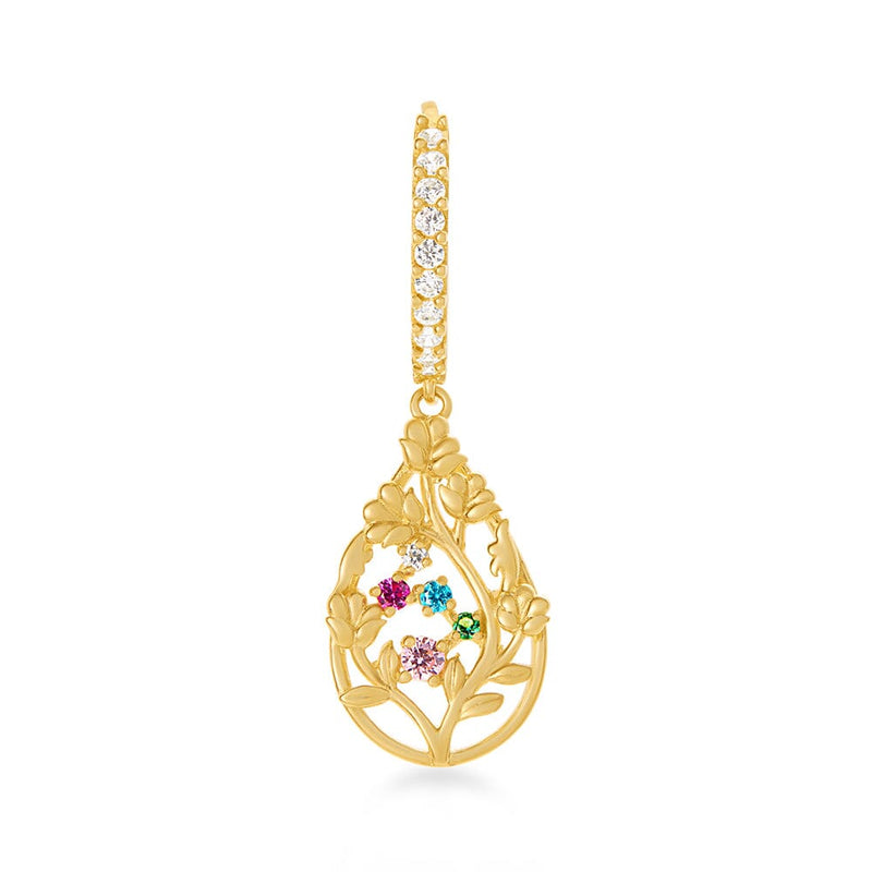 10mm Colourful Drop Hoop Earrings with Cubic Zirconia in 9ct Yellow Gold Earrings Bevilles 