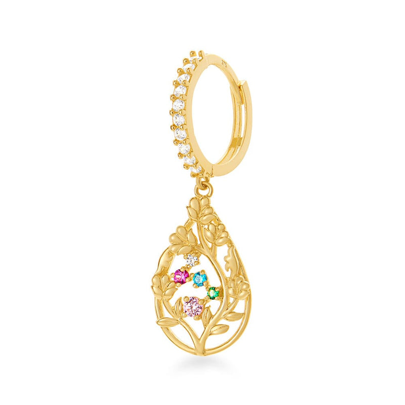 10mm Colourful Drop Hoop Earrings with Cubic Zirconia in 9ct Yellow Gold Earrings Bevilles 