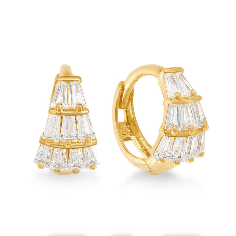 7.5mm Hoop Earrings with Cubic Zirconia in 9ct Yellow Gold Earrings Bevilles 