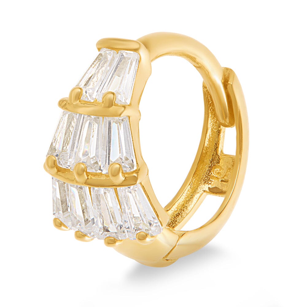 7.5mm Hoop Earrings with Cubic Zirconia in 9ct Yellow Gold Earrings Bevilles 