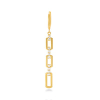Drop Hoop Earrings with Cubic Zirconia in 9ct Yellow Gold Earrings Bevilles 