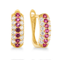 Multi Row Hoop Earrings with Cubic Zirconia in 9ct Yellow Gold Earrings Bevilles 