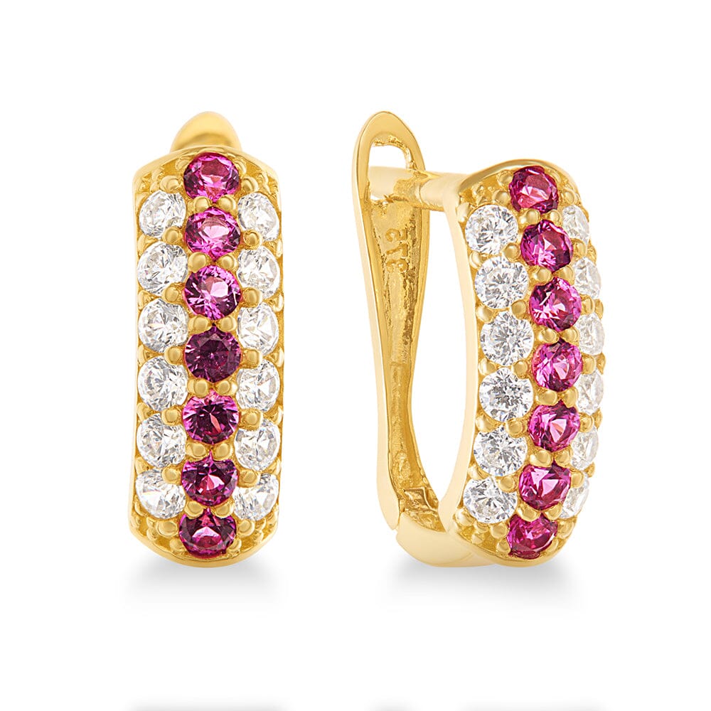 Multi Row Hoop Earrings with Cubic Zirconia in 9ct Yellow Gold Earrings Bevilles 