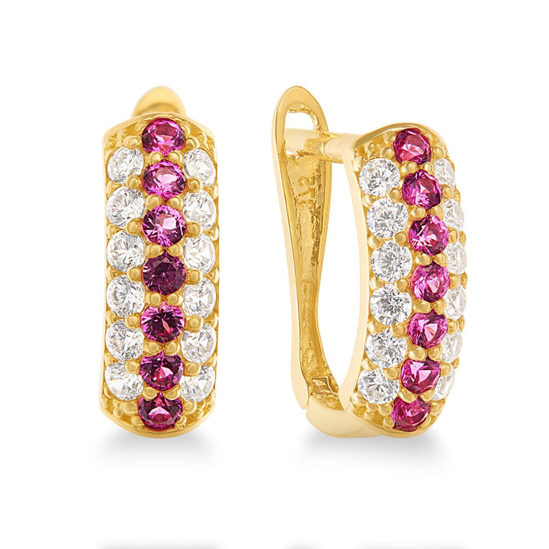 Multi Row Hoop Earrings with Cubic Zirconia in 9ct Yellow Gold Earrings Bevilles 