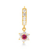 Flower Drop Hoop Earrings with Cubic Zirconia in 9ct Yellow Gold Earrings Bevilles 