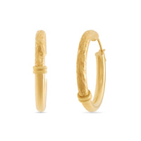 Athena Smooth and Texture Hoop Earrings in 9ct Yellow Gold Earrings Bevilles 