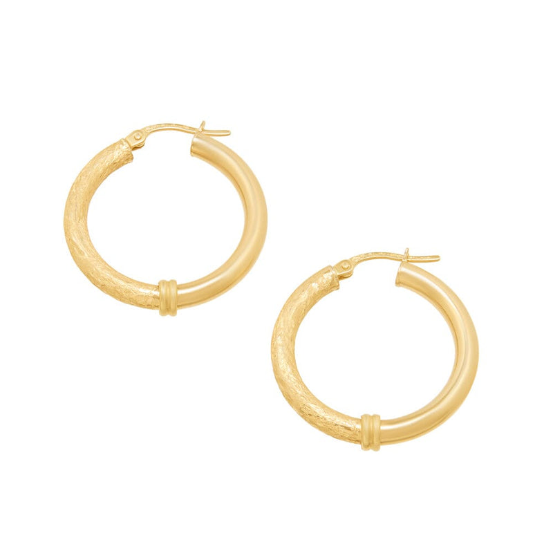 Athena Smooth and Texture Hoop Earrings in 9ct Yellow Gold Earrings Bevilles 