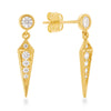 Long Triangle Drop Earrings with Cubic Zirconia in 9ct Yellow Gold Earrings Bevilles 