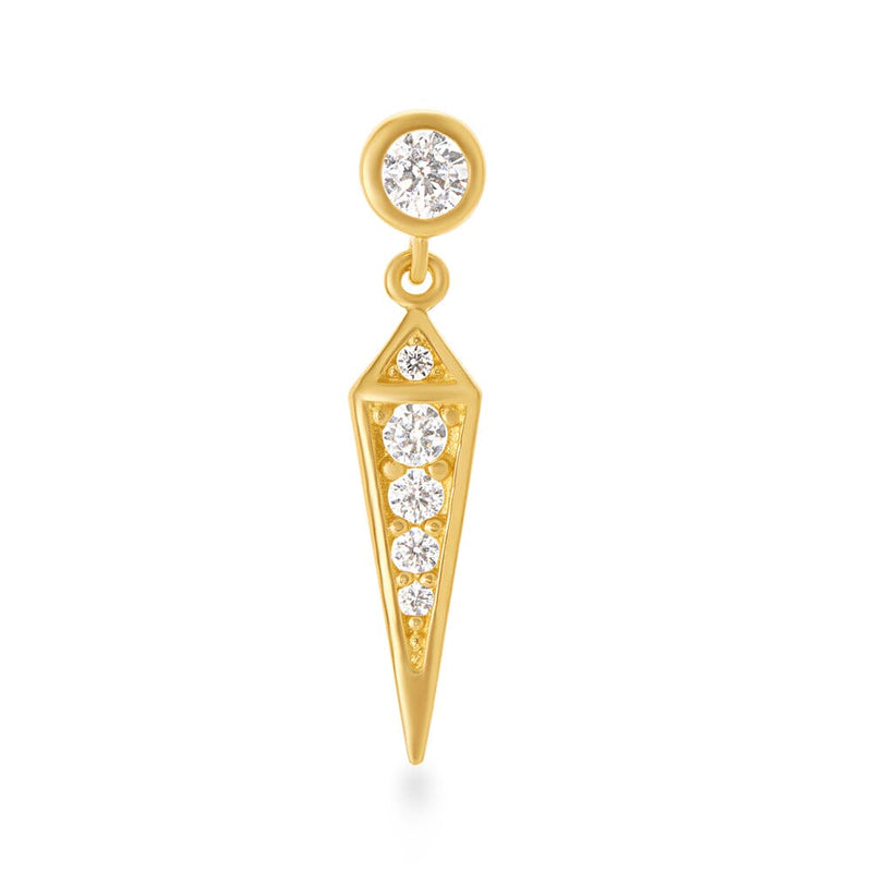 Long Triangle Drop Earrings with Cubic Zirconia in 9ct Yellow Gold Earrings Bevilles 