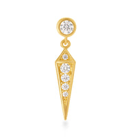Long Triangle Drop Earrings with Cubic Zirconia in 9ct Yellow Gold Earrings Bevilles 