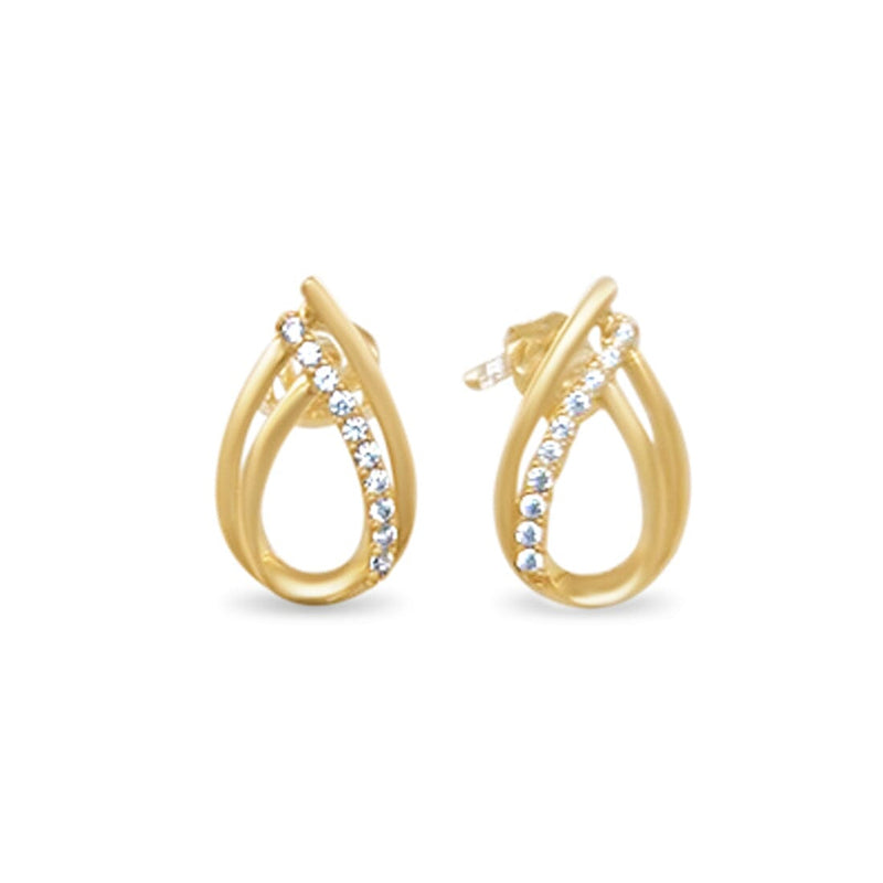 Pear Shape Stud Earrings with Cubic Zirconia in 9ct Yellow Gold Earrings Bevilles 