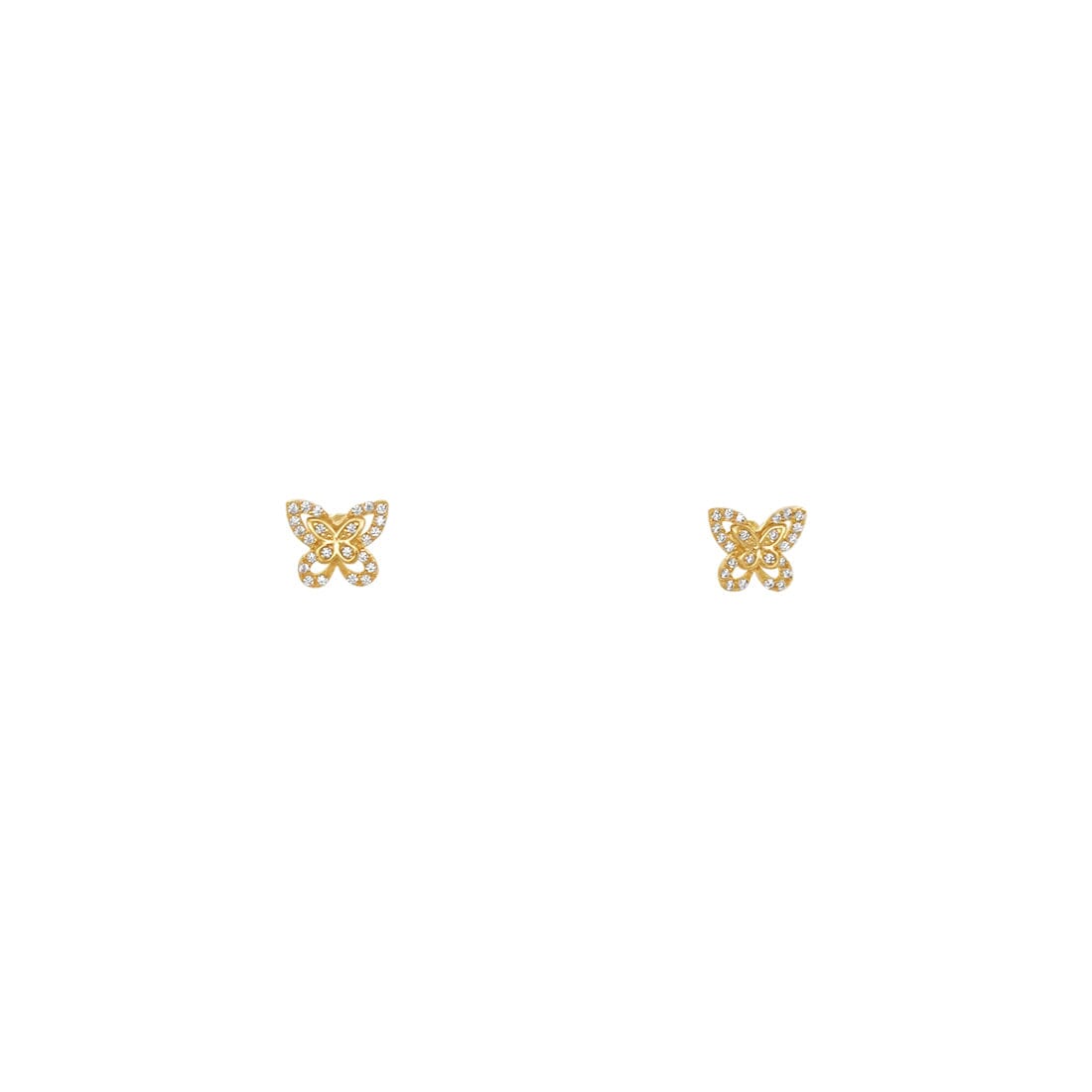 Butterfly Stud Earrings with Cubic Zirconia in 9ct Yellow Gold Earrings Bevilles 