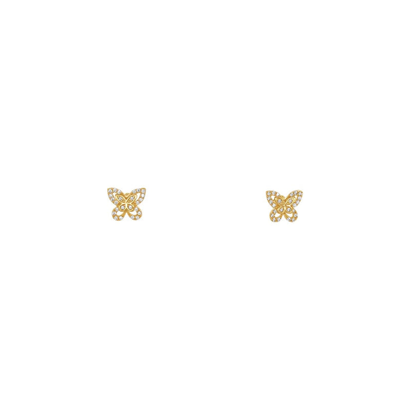Butterfly Stud Earrings with Cubic Zirconia in 9ct Yellow Gold Earrings Bevilles 