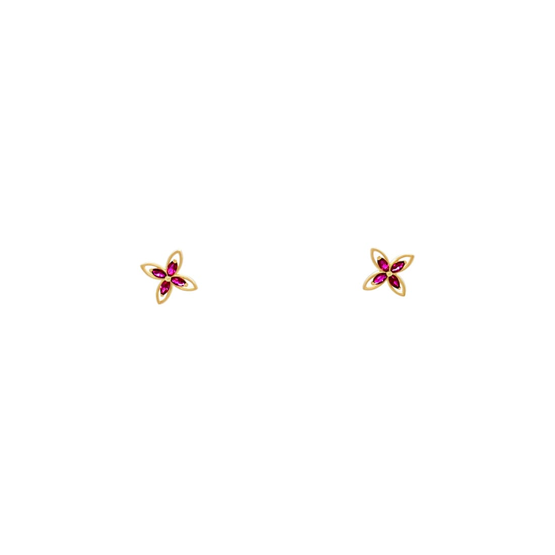 4 Leaf Flower Stud Earrings with Cubic Zirconia in 9ct Yellow Gold Earrings Bevilles 