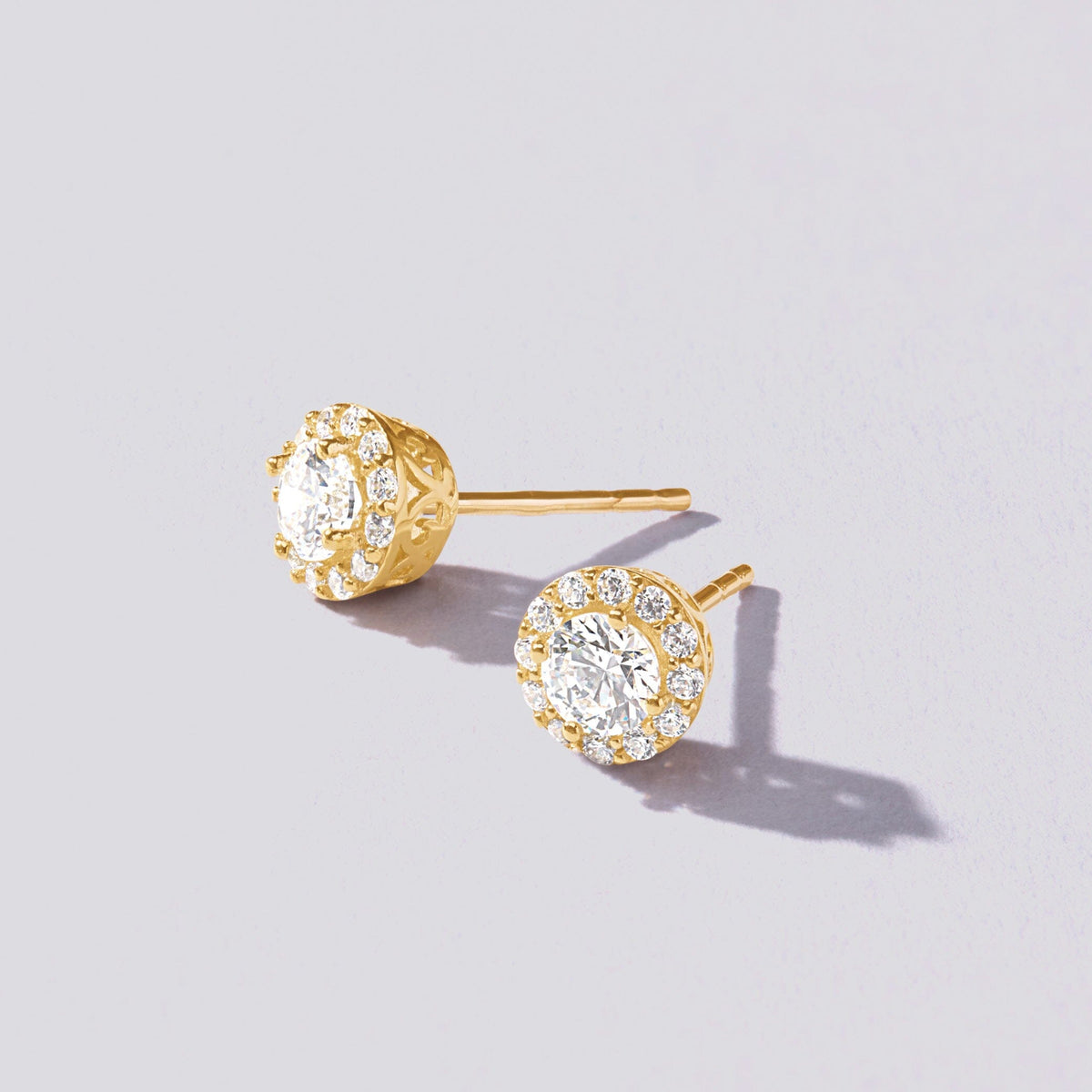 Cubic Zirconia Halo Stud Earrings in 9ct Yellow Gold Earrings Bevilles 