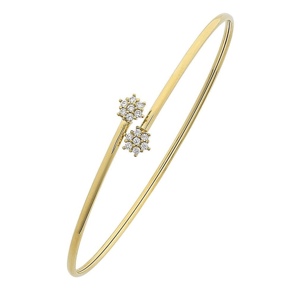 9ct Yellow Gold Silver Infused Flower Cuff Bangle Bevilles Jewellers 