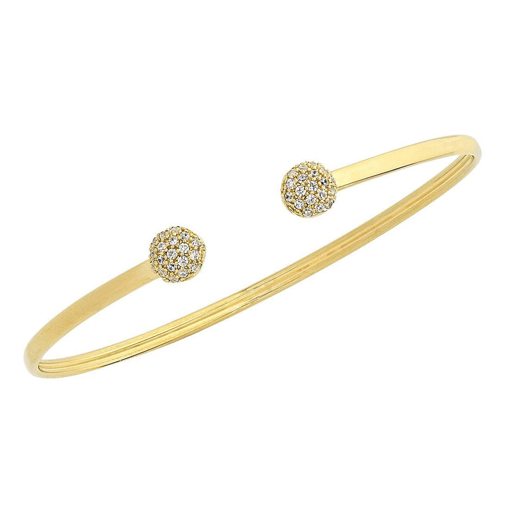 60mm Cubic Zirconia Ball Torque Bangle in 9kt Bonded Gold Silver Filled Bangles Bevilles 