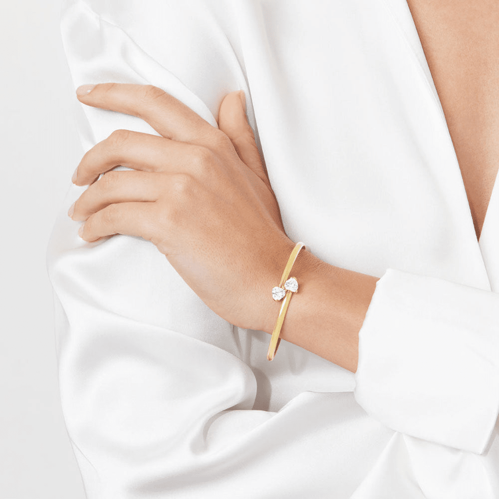 9ct Yellow Gold Silver Infused Cubic Zirconia Bangle Bevilles Jewellers 