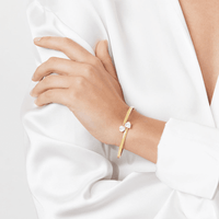 60mm Cubic Zirconia Heart Torque Bangle in 9kt Yellow Bonded Gold Bangles Bevilles 