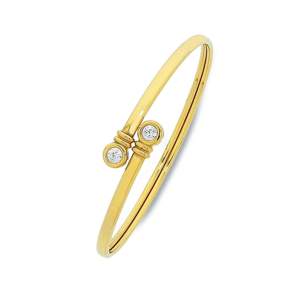 9kt Bonded Gold Silver Filled Bangle with Bezel Set Cubic Zirconia Ends Bangles Bevilles 