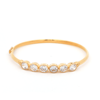 Bezel Cubic Zirconia Oval Bangle in 9kt Bonded Gold Silver Filled Bangles Bevilles 