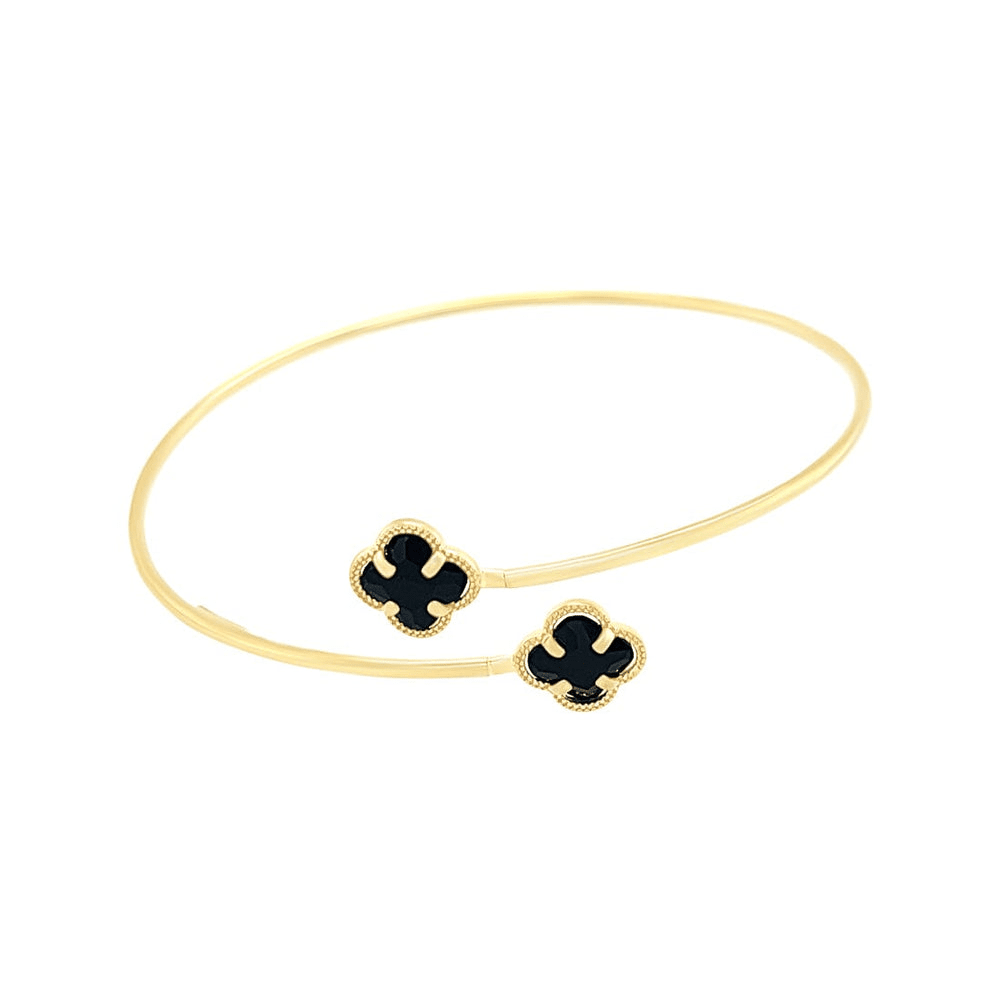 Black Clover Bangle in 9kt Bonded Gold Silver Filled Bangles Bevilles 