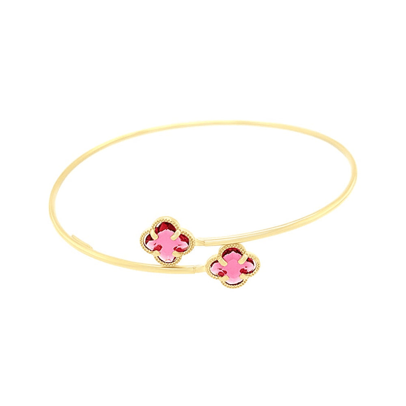 Red Clover Bangle in 9ct Yellow Gold Silver Infused Bevilles 