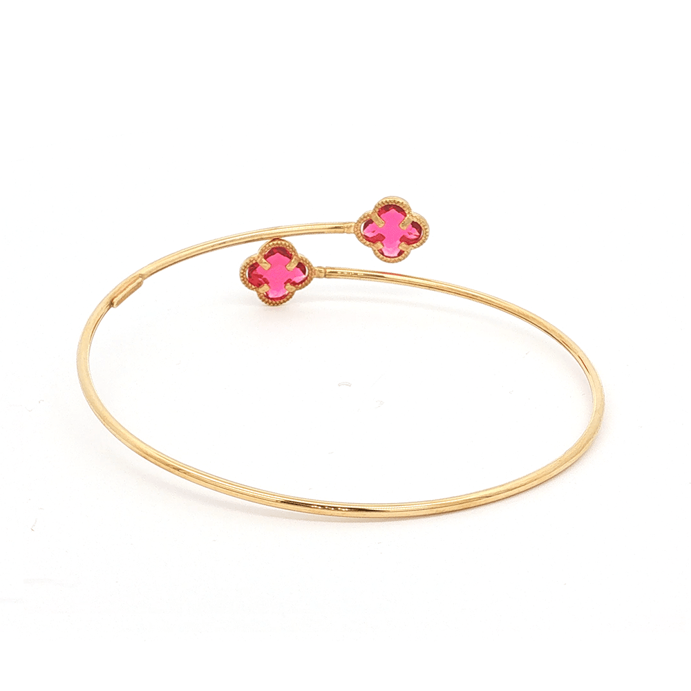 Red Clover Bangle in 9kt Bonded Gold Silver Filled Bangles Bevilles 