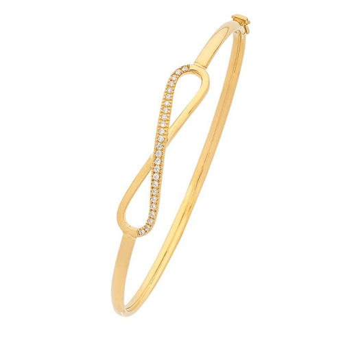 9ct Yellow Gold Silver Infused Infinity Bangle Bevilles Jewellers 