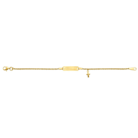 Children's Cross ID Bracelet in 9ct Yellow Gold Silver Infused Bevilles Jewellers 
