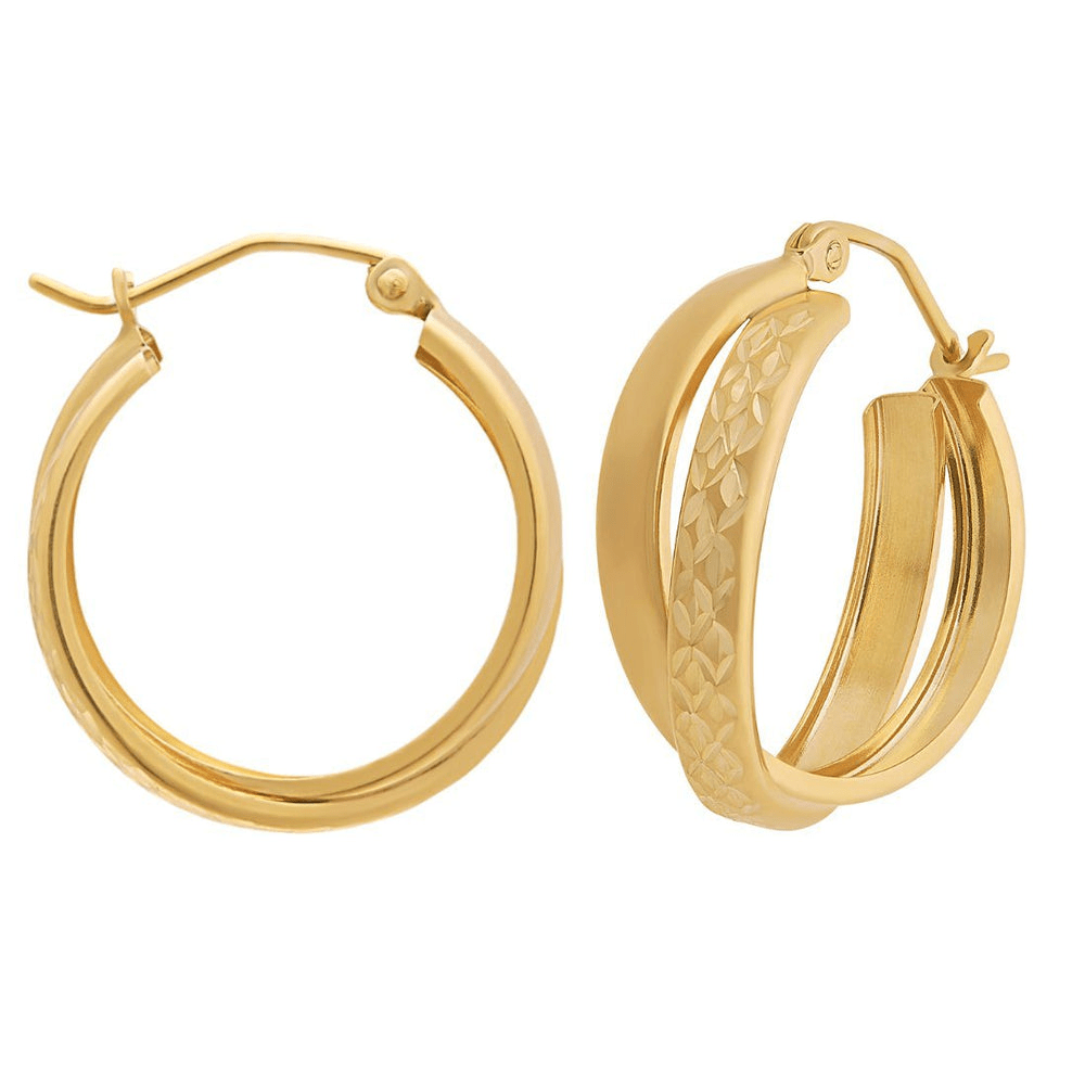 9kt Bonded Gold Silver Filled Double Hoop Earrings 3mm x 21mm Earrings Bevilles 