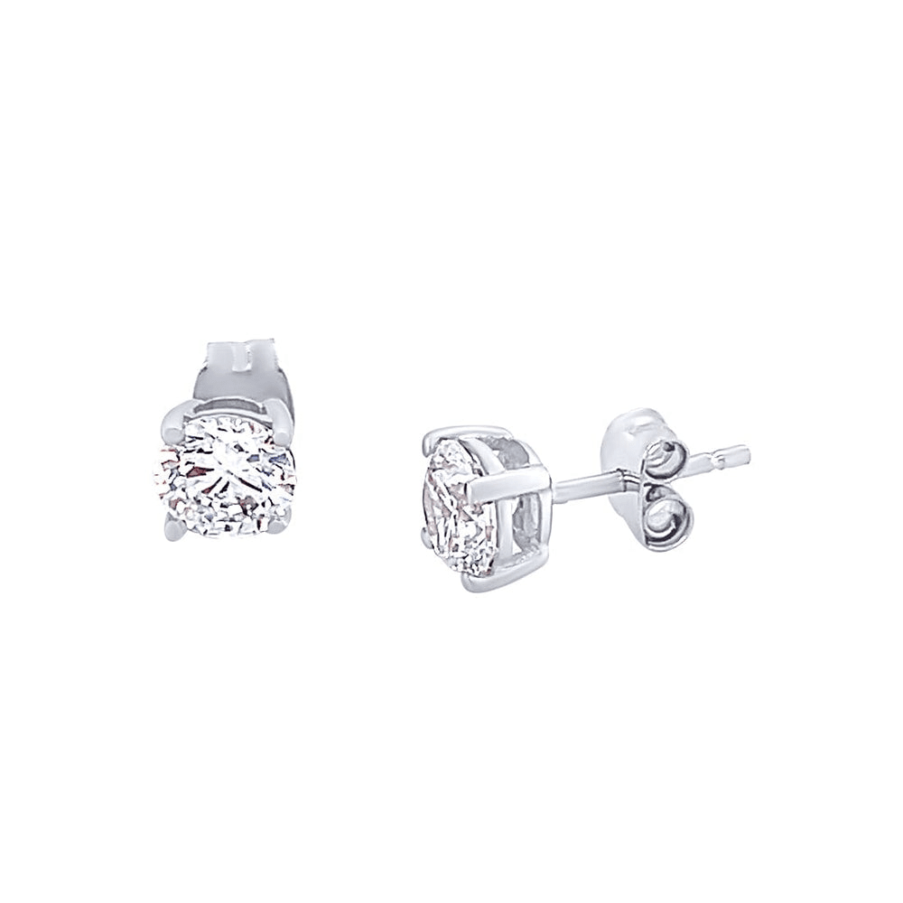 5mm Claw Set Cubic Zirconia Stud Earrings in 9kt White Gold Earrings Bevilles 