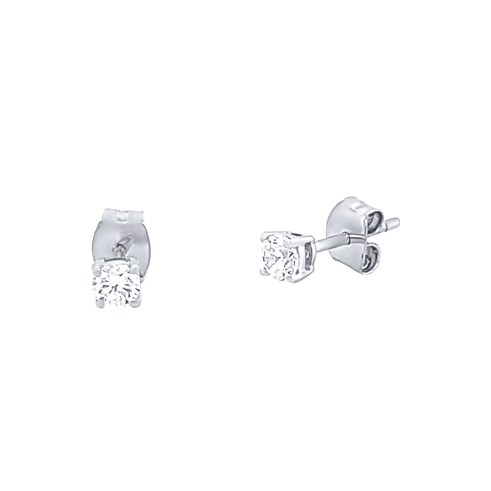3mm Claw Set Cubic Zirconia Stud Earrings in 9kt White Gold Earrings Bevilles 