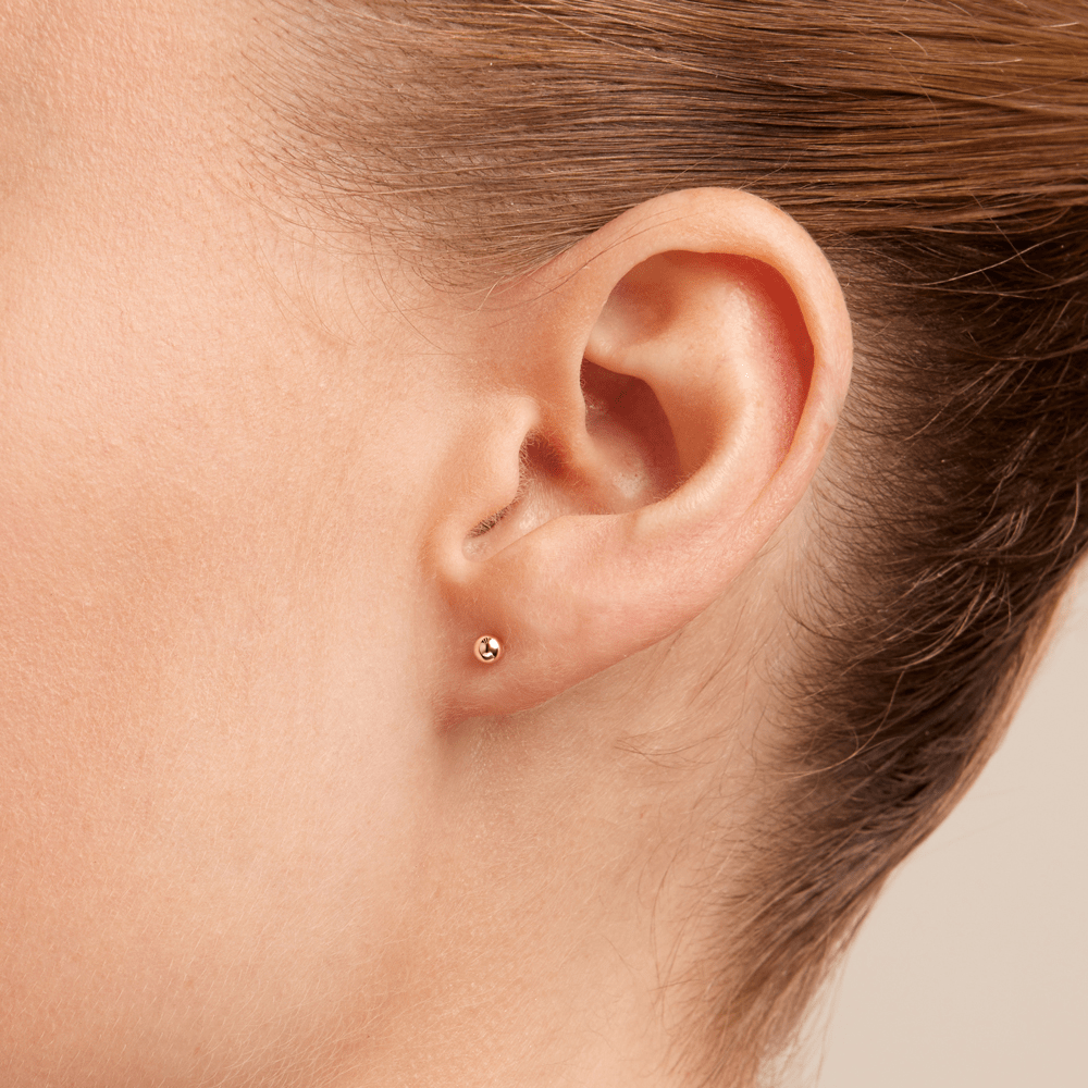 3mm Ball Stud Earrings in 9kt Rose Gold Earrings Bevilles 