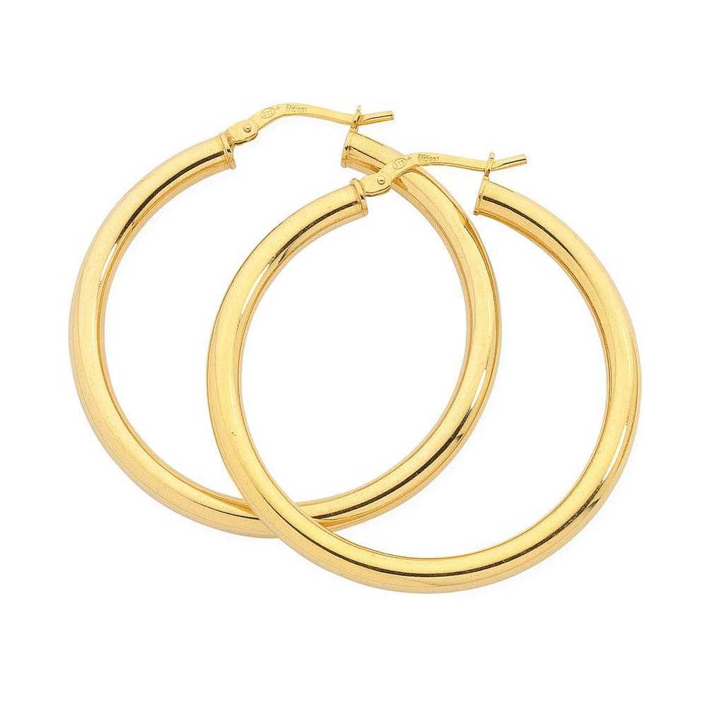 30mm Hoop Earrings in 9kt Bonded Gold Silver Filled Earrings Bevilles 