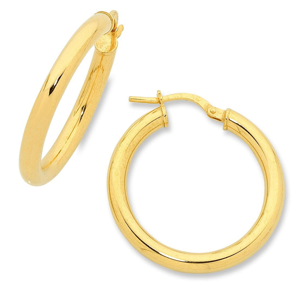 20mm Hoop Earrings in 9kt Bonded Gold Silver Filled Earrings Bevilles 
