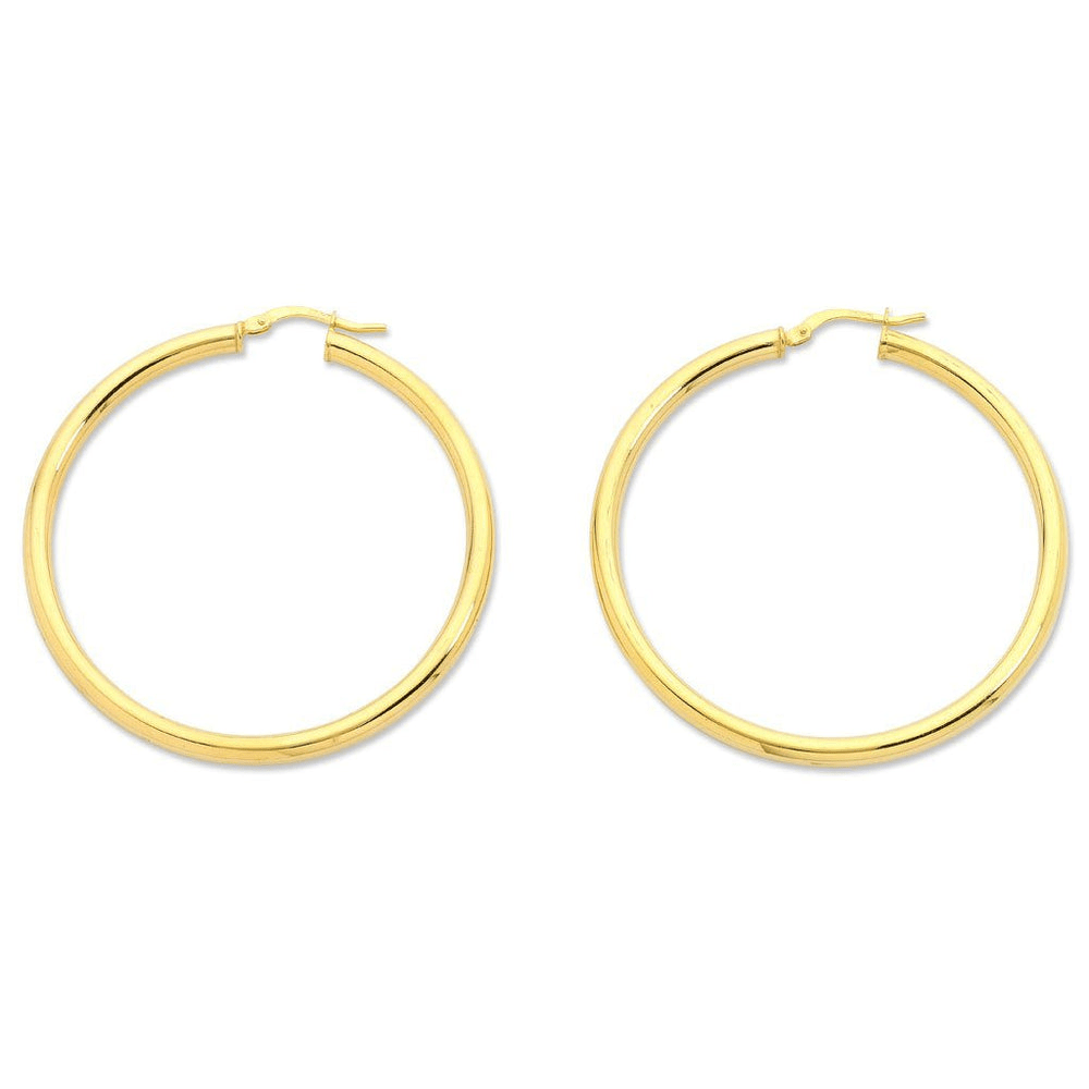 40mm Hoop Earrings in 9kt Bonded Gold Silver Filled Earrings Bevilles 