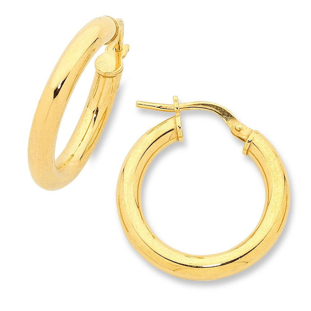 15mm Hoop Earrings in 9kt Bonded Gold Silver Filled Earrings Bevilles 