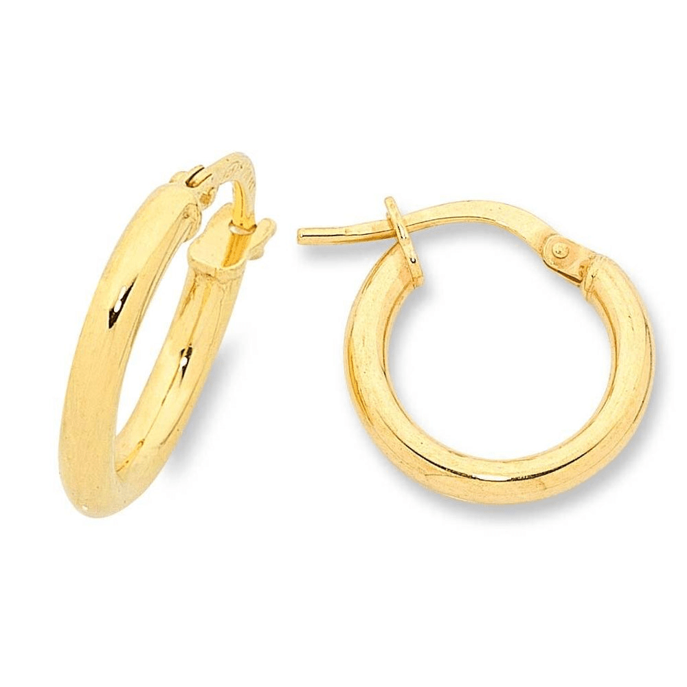 9kt Bonded Gold Silver Filled 50mm Plain Hoop Earrings Earrings Bevilles 