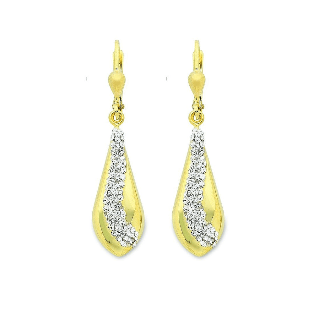 9kt Bonded Gold Silver Filled Crystal Wave Earrings Earrings Bevilles 