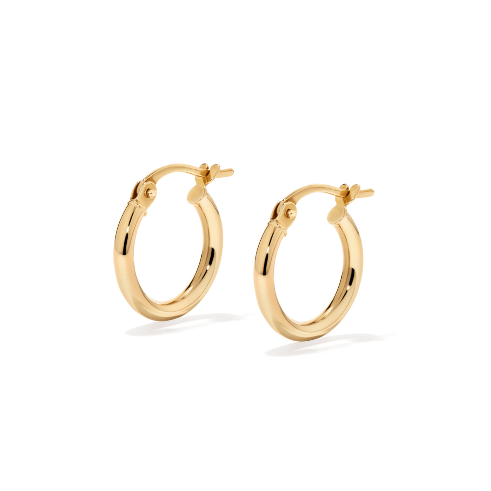 10mm Hoop Earrings in 9kt Yellow Bonded Gold Earrings Bevilles 