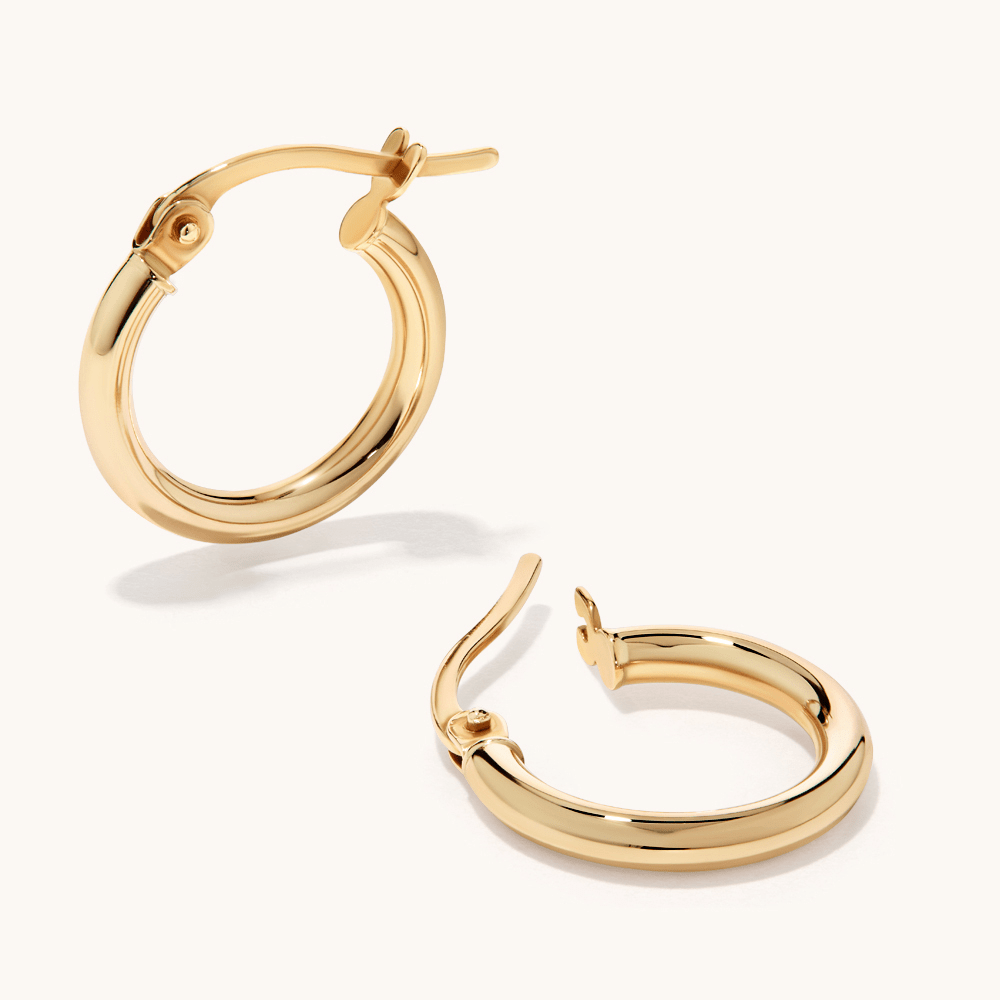 10mm Hoop Earrings in 9kt Yellow Bonded Gold Earrings Bevilles 