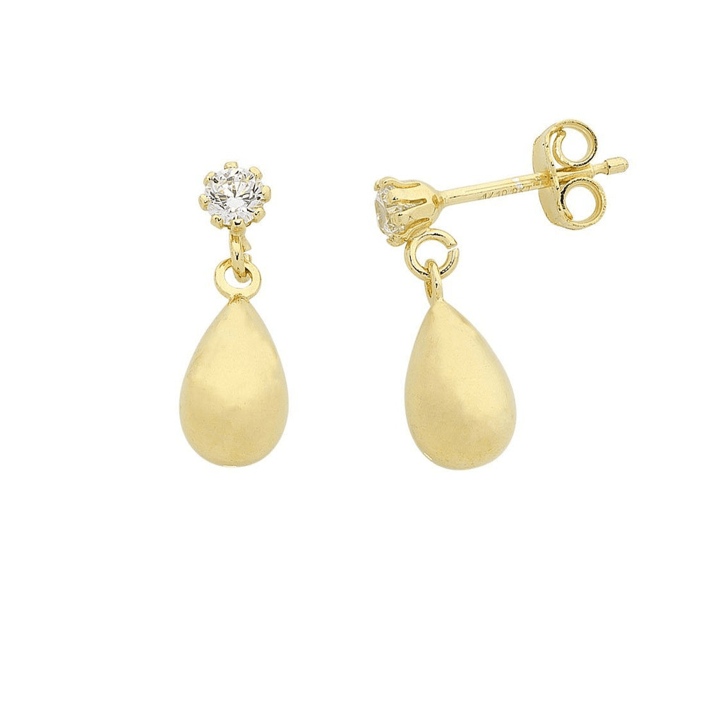 9kt Bonded Gold Silver Filled Cubic Zirconia Drop Earrings Earrings Bevilles 
