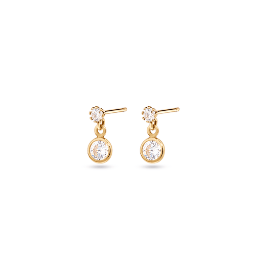 Cubic Zirconia Bezel Drop Stud Earrings in 9kt Bonded Gold Silver Filled Earrings Bevilles 