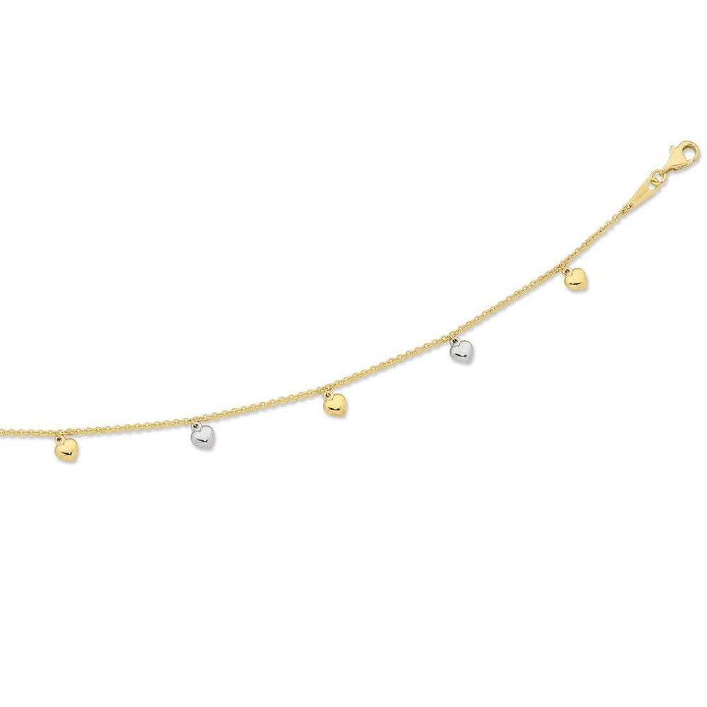 9kt Two Tone Bonded 7 Hearts Anklet Earrings Bevilles 