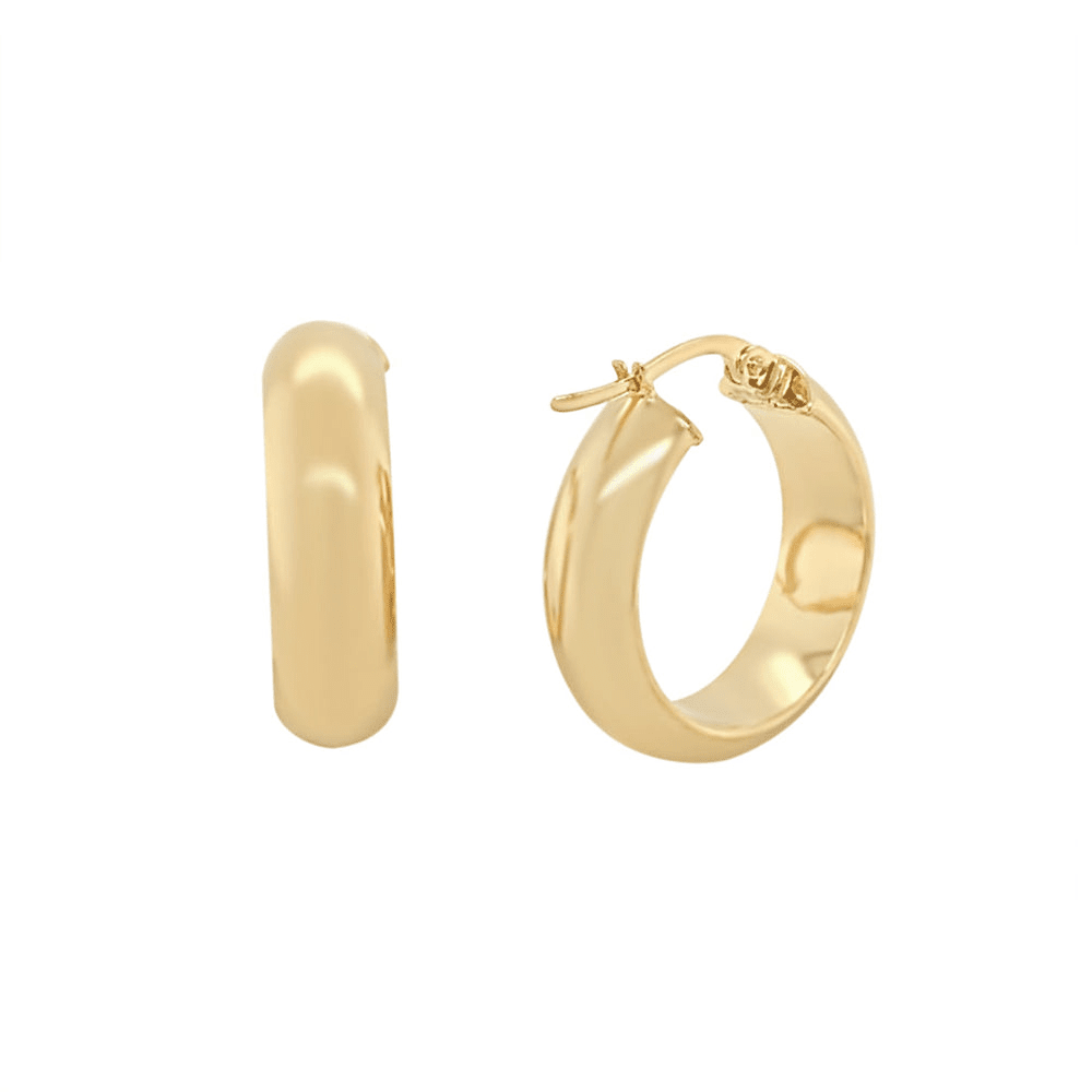 15mm Thick Half Round Hoop Earrings in 9kt Yellow Gold Earrings Bevilles 